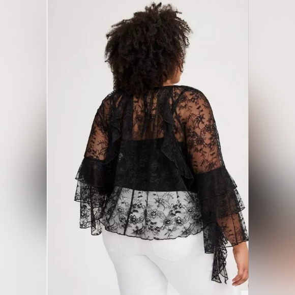 Torrid Black Lace Ruffle Blouse - Picture 3 of 10